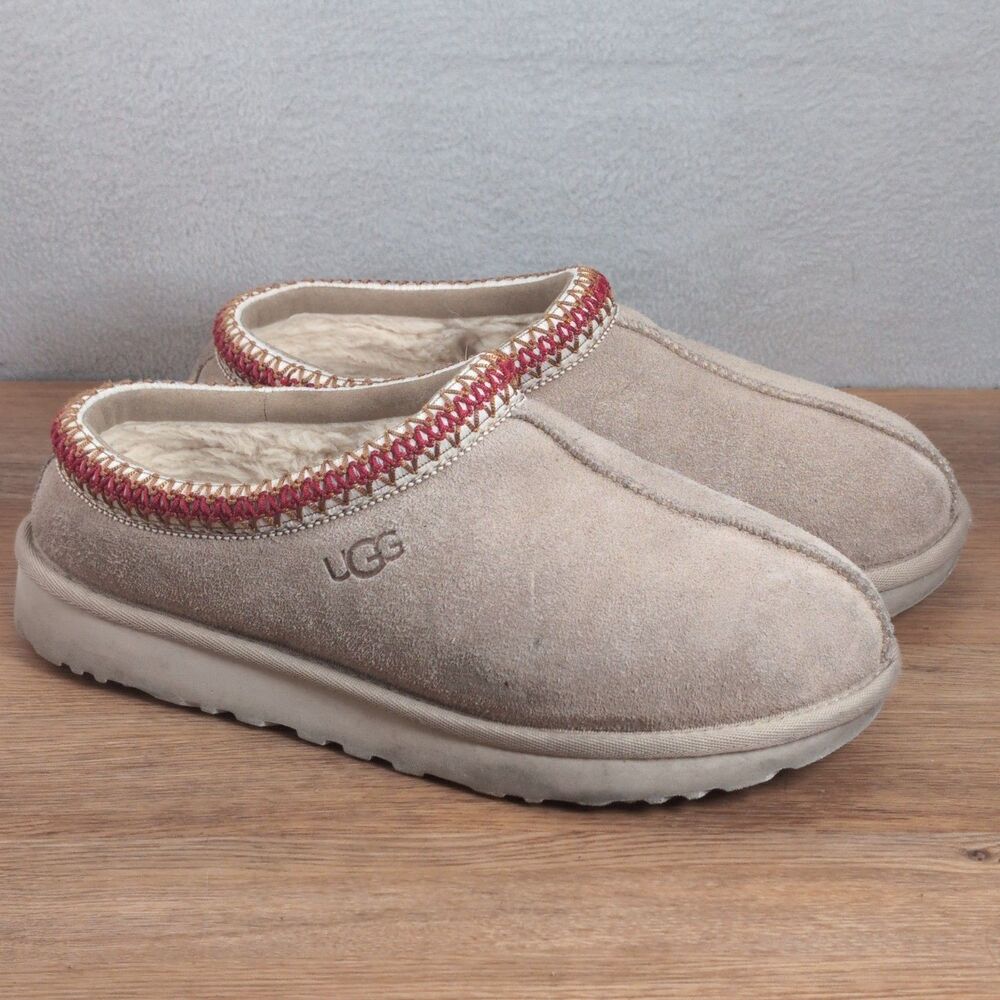 UGG Tasman II Women's 9 EU 40 Slippers Sand Dark Cherry Suede Clog Sherling Shoe